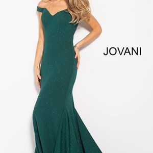 JOVANI - 55187 OFF-SHOULDER GLITTERED MERMAID GOWN